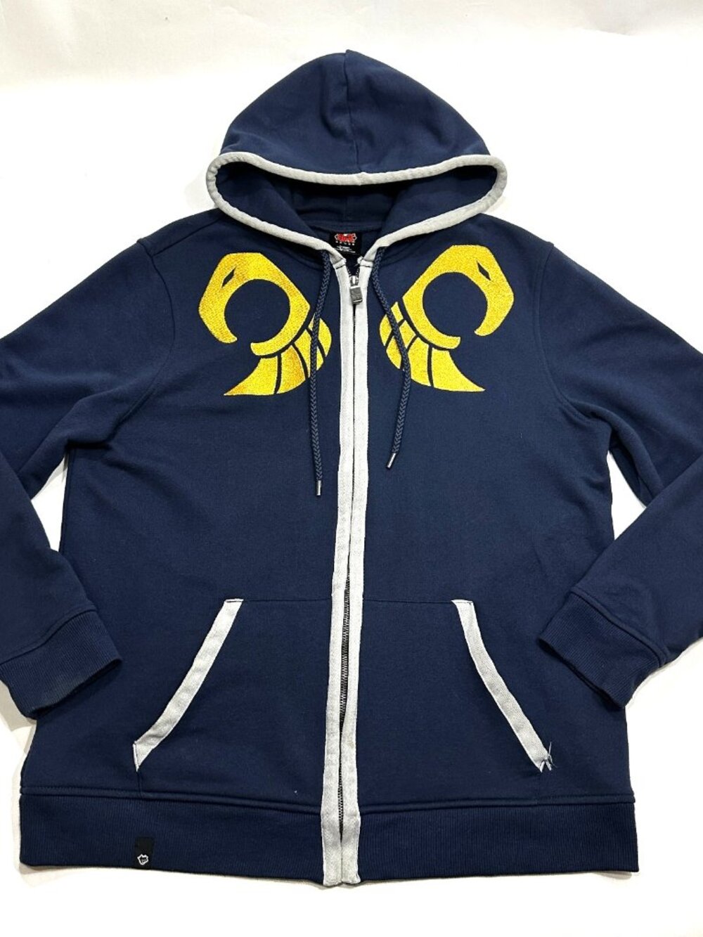 Riot Games League of Legends Demacia Raptors Hoodie XL Full Zip Navy Gold